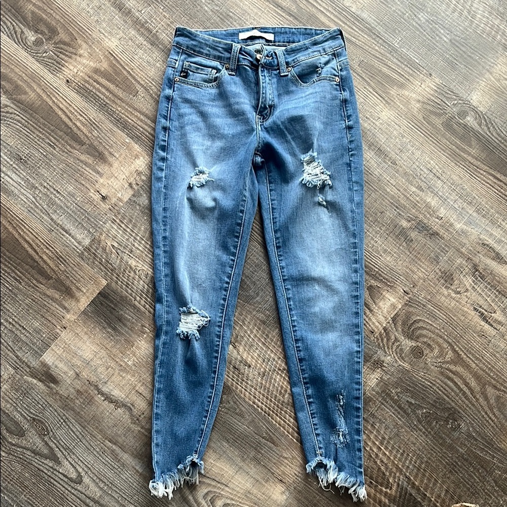 Distressed Blue Jeans